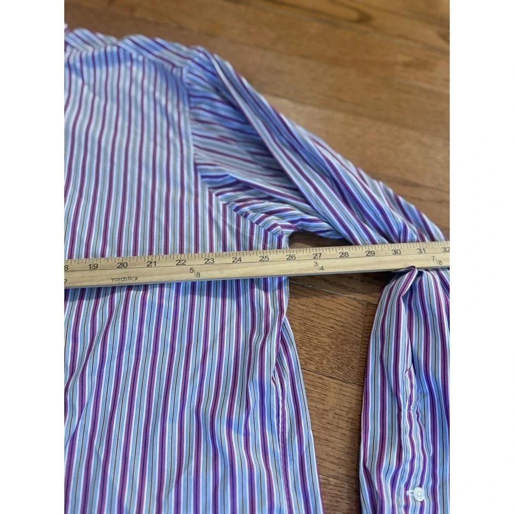 Polo Ralph Lauren Shirt Men XL Purple Blue Stripe Long Sleeve Casual Classic Fit